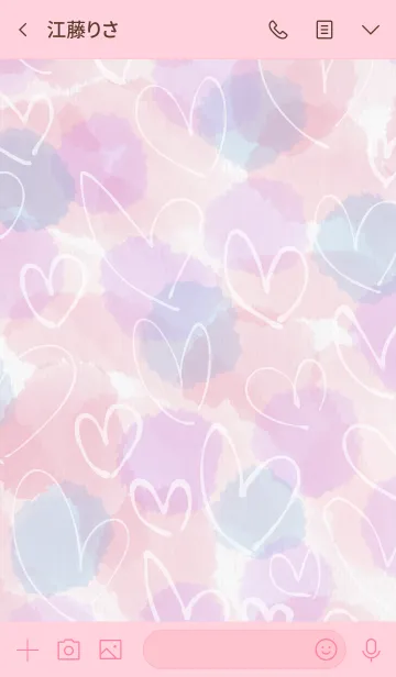 [LINE着せ替え] 水彩ピンク2白ハートスマイル13の画像3