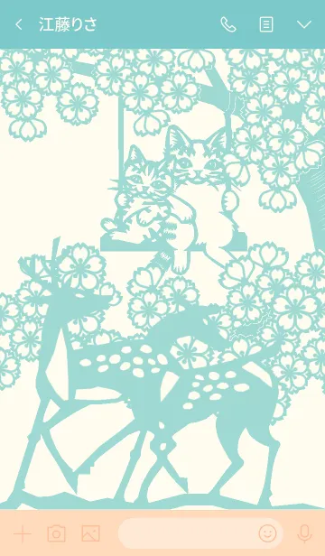 [LINE着せ替え] Paper Cutting (Sakura ＆ Sika deer)04の画像3