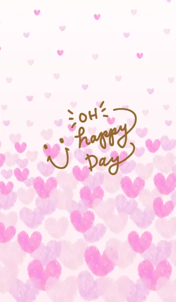 [LINE着せ替え] 水彩ピンクハートスマイル9の画像1