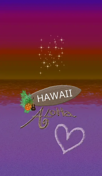 [LINE着せ替え] 夕暮れサーフボードのハワイ＊ALOHA+117の画像1