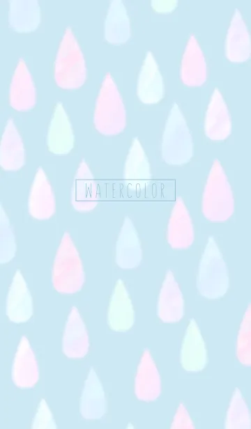 [LINE着せ替え] ふわふわ水彩画:しずく水玉ドット青の画像1