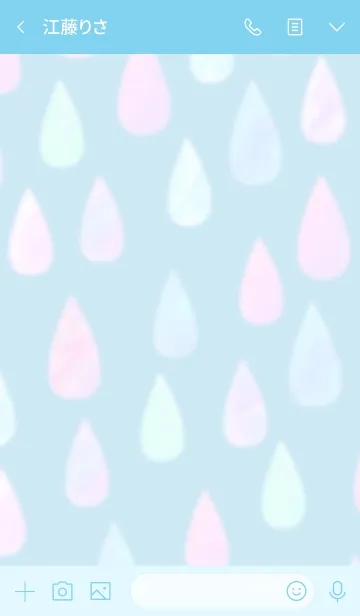 [LINE着せ替え] ふわふわ水彩画:しずく水玉ドット青の画像3