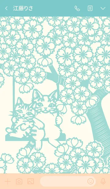 [LINE着せ替え] Paper Cutting (Cherry Blossoms ＆ Cats)04の画像3