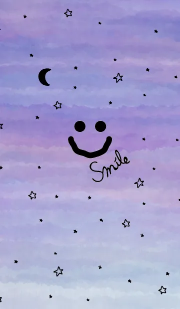 [LINE着せ替え] 水彩夜星と月スマイルの画像1