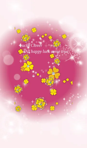 [LINE着せ替え] ピンク / 運気アップ！四葉のクローバーの画像1