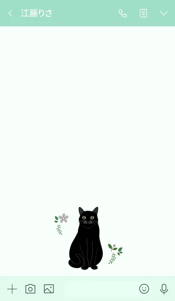 [LINE着せ替え] 花とかわいい猫（黒猫）の画像3