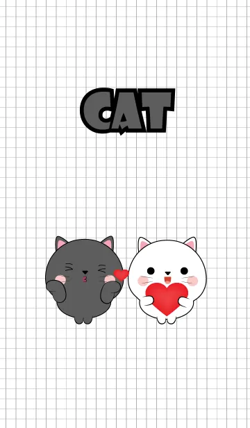 [LINE着せ替え] Mini Cute Black Cat ＆ White Cat (jp)の画像1
