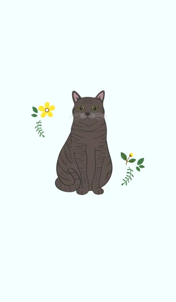 [LINE着せ替え] 花とかわいい猫（トラ猫）の画像1