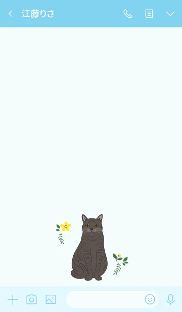 [LINE着せ替え] 花とかわいい猫（トラ猫）の画像3