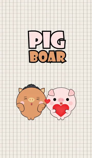 [LINE着せ替え] Mini Cute Boar ＆ Pig (jp)の画像1