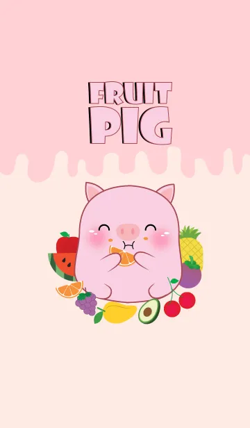 [LINE着せ替え] Pink Pig And Fruit Theme (jp)の画像1