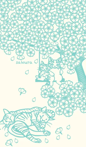 [LINE着せ替え] Paper Cutting (Sakura ＆ 4 Cats)04の画像1