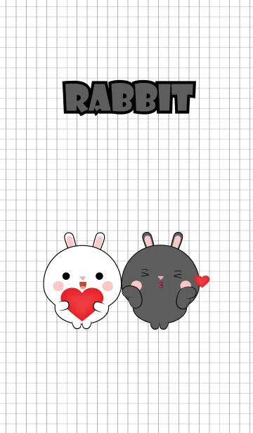 Mini Cute Black ＆ White Rabbit (jp)の着せ替えメイン画像