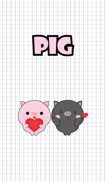 [LINE着せ替え] Mini Cute Black Pig ＆ Pig (jp)の画像1