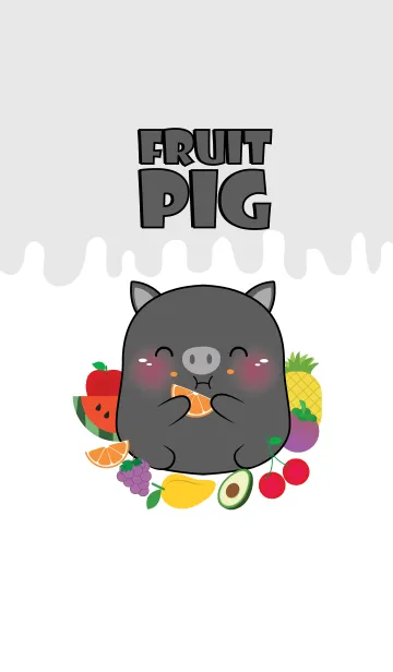 [LINE着せ替え] Black Pig And Fruit Theme (jp)の画像1