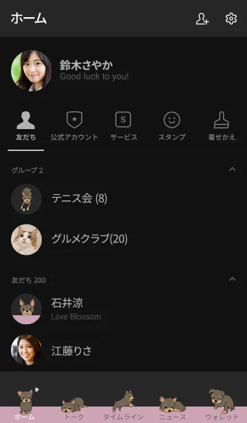 [LINE着せ替え] 黒とピンク : ヨークシャーテリアの画像2