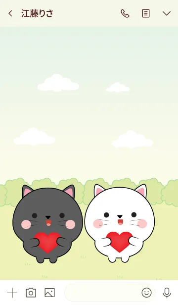 [LINE着せ替え] Mini Lovely Black Cat ＆ White Cat (jp)の画像3