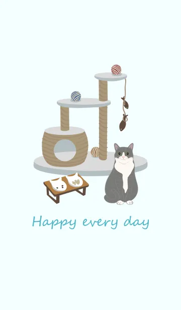 [LINE着せ替え] かわいい猫（オフホワイトの猫）の画像1