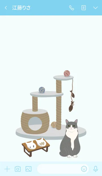 [LINE着せ替え] かわいい猫（オフホワイトの猫）の画像3