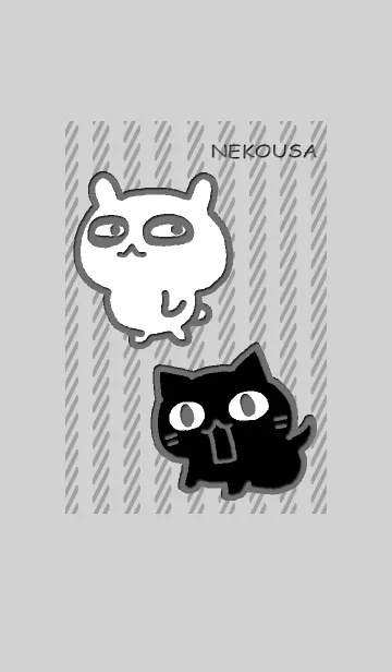 [LINE着せ替え] ねこうさ 黒の画像1