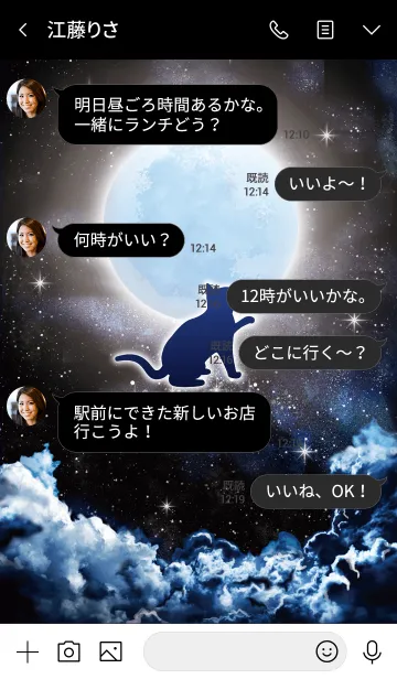 [LINE着せ替え] 黒ネコと月明かり☆の画像4