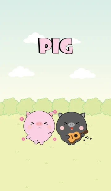 [LINE着せ替え] Mini Lovely Black Pig ＆ Pig (jp)の画像1