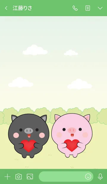 [LINE着せ替え] Mini Lovely Black Pig ＆ Pig (jp)の画像3
