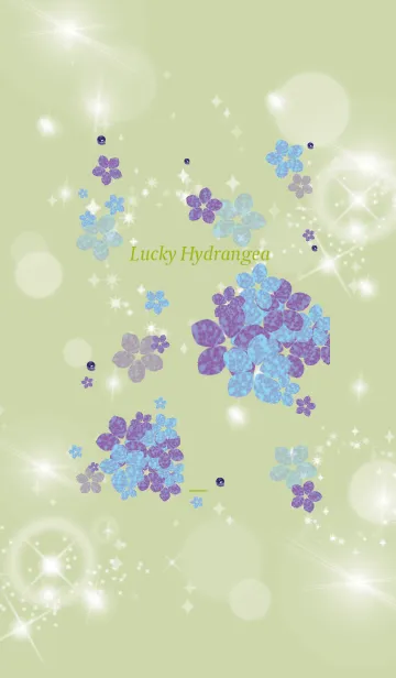 [LINE着せ替え] 黄緑 : 幸運ラピスラズリと紫陽花の画像1