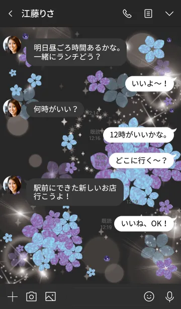 [LINE着せ替え] 黒とピンク : 幸運ラピスラズリと紫陽花の画像4