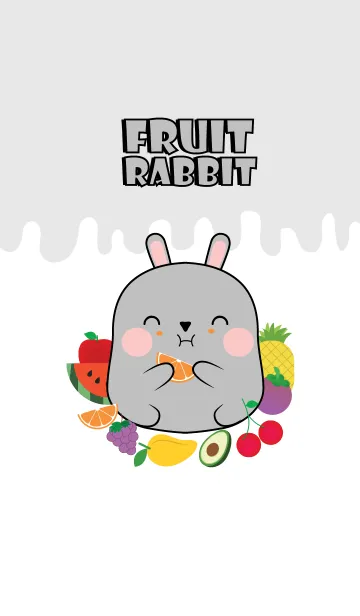 [LINE着せ替え] Gray Rabbit And Fruit Theme (jp)の画像1