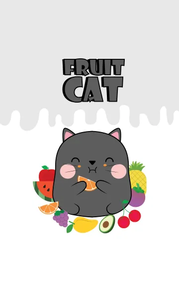 [LINE着せ替え] Black Cat And Fruit Theme (jp)の画像1