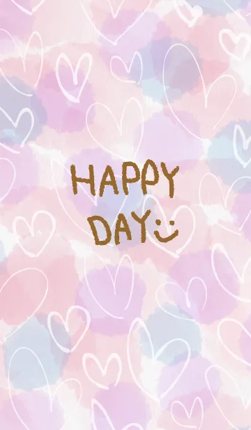 [LINE着せ替え] 水彩ピンク2白ハートスマイル20の画像1