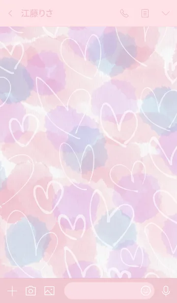 [LINE着せ替え] 水彩ピンク2白ハートスマイル20の画像3