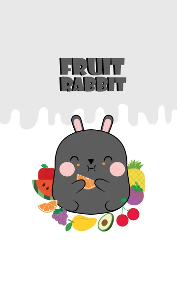 [LINE着せ替え] Black Rabbit And Fruit Theme (jp)の画像1