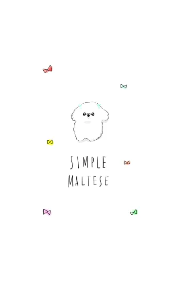 [LINE着せ替え] シンプル マルチーズ リボンの画像1