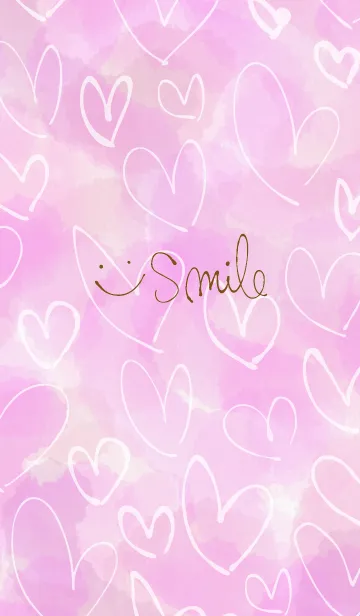 [LINE着せ替え] 水彩ピンク白ハートスマイル30の画像1