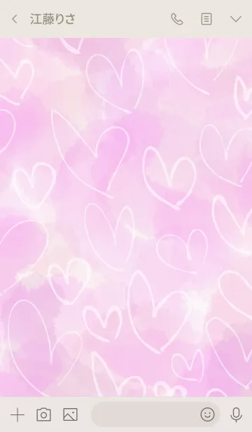 [LINE着せ替え] 水彩ピンク白ハートスマイル30の画像3