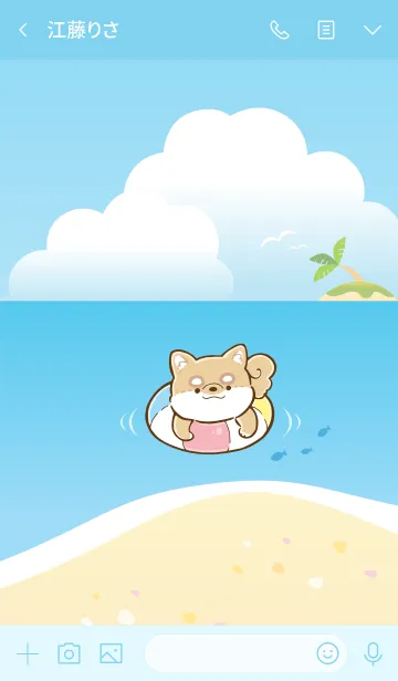 [LINE着せ替え] Shiba Inu Life 〜夏の海と柴犬〜の画像3