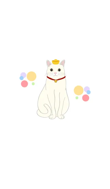 [LINE着せ替え] かわいい手描きドットラッキーキャットの画像1