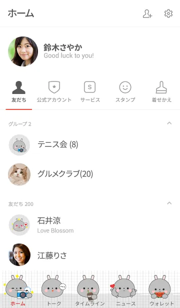 [LINE着せ替え] Minamal Gray Rabbit Theme (jp)の画像2