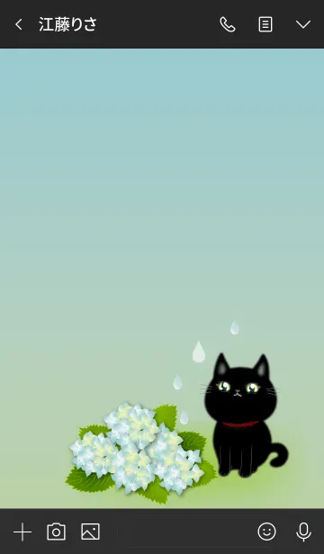 [LINE着せ替え] アジサイの花と黒猫ちゃん 1(雨降り編)の画像3