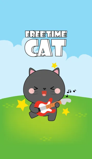 [LINE着せ替え] Free Time Black Cat Theme (jp)の画像1