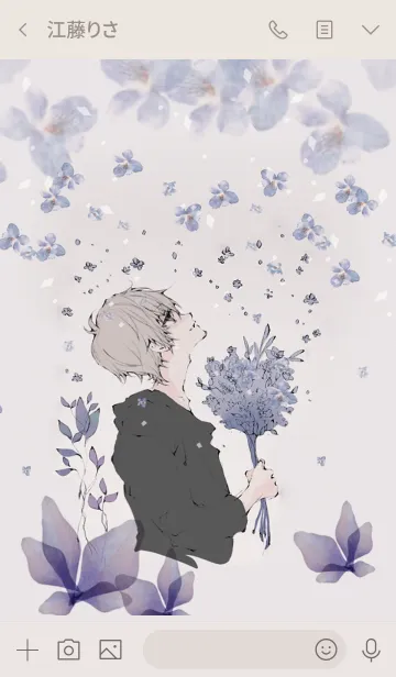 [LINE着せ替え] 花と少年・水色花の画像3