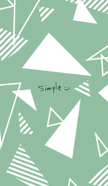 [LINE着せ替え] 白三角スマイルくすみグリーン3の画像1