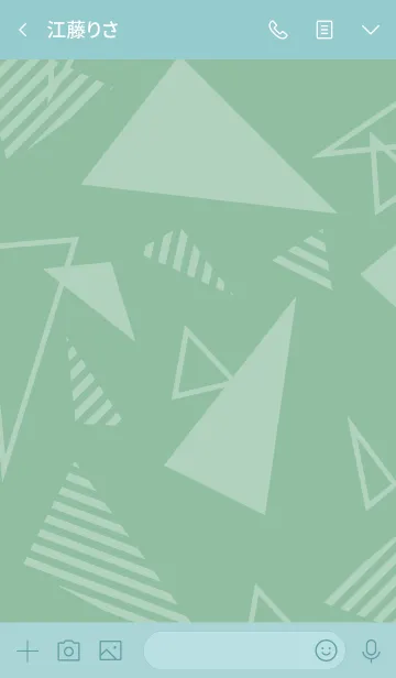 [LINE着せ替え] 白三角スマイルくすみグリーン3の画像3