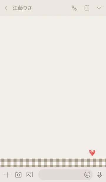 [LINE着せ替え] ベージュチェックとゆるハートの画像3