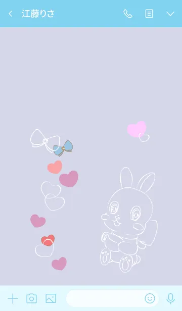 [LINE着せ替え] 小さな耳のウサギさんースイートタイムーの画像3
