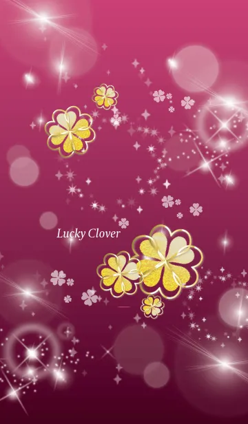 [LINE着せ替え] ピンク : 幸せの四葉ゴールドクローバーの画像1