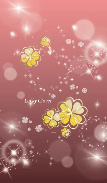 [LINE着せ替え] ベージュピンク:幸せの四葉黄金クローバーの画像1