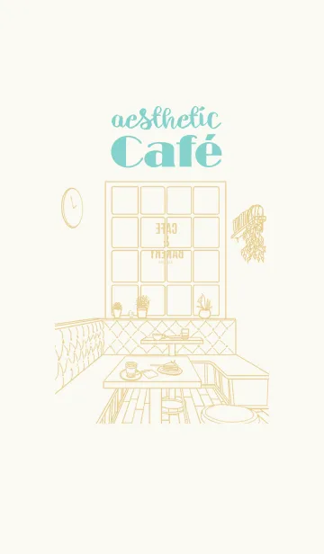 [LINE着せ替え] シンプルカフェ ライトブルー/ベージュの画像1